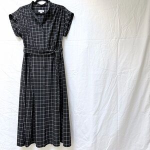 Calvin Klein Button Front Maxi Shirt Dress [Black & White]